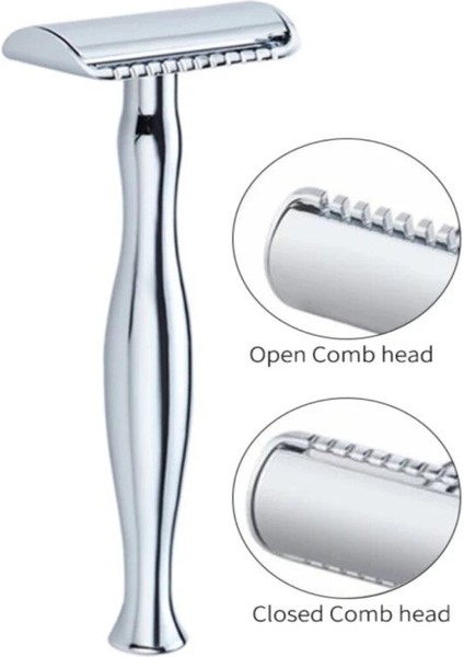 Shave S5 Manuel Tıraş Makinesi + U3 Full Metal Ustura + 40'lı Platinum Jilet