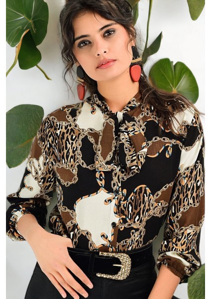 Kadın Özel Yaka Uzun Kol Regular Kesim Gömlek