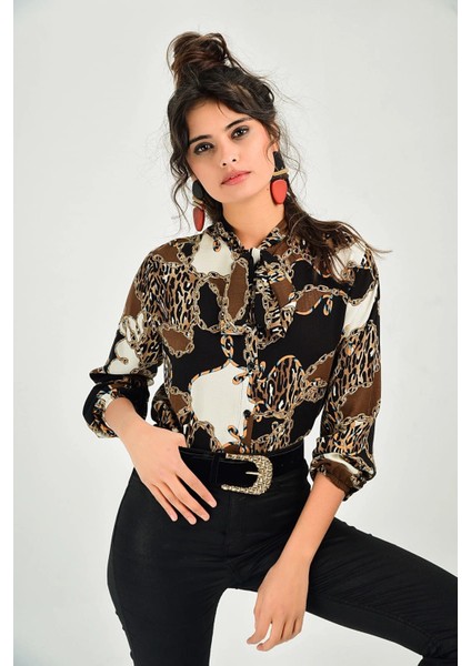 Kadın Özel Yaka Uzun Kol Regular Kesim Gömlek fiyatları