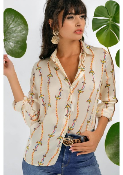 Kadın Zincir Uzun Kol Regular Kesim Gömlek