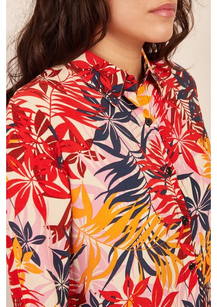 Kadın Klasik Yaka, ÇiçekliÇok Renkli, Gömlek fırsatları