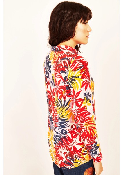 Kadın Klasik Yaka, ÇiçekliÇok Renkli, Gömlek indirimleri