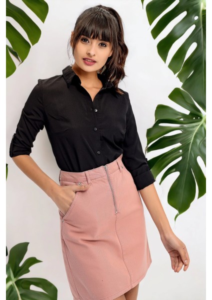 Kadın Uzun Kol Düz Kesim Gömlek