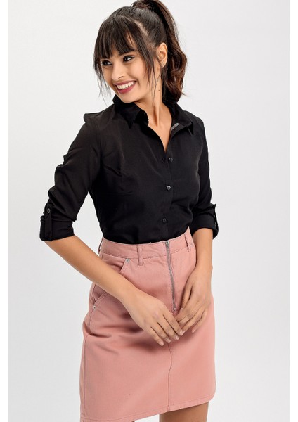 Kadın Uzun Kol Düz Kesim Gömlek indirimleri