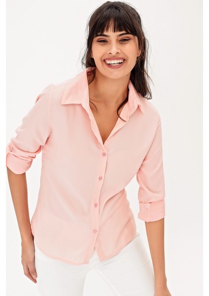 Kadın Günlük Stil Uzun Kol Düz Regular Kesim Gömlek fırsatları