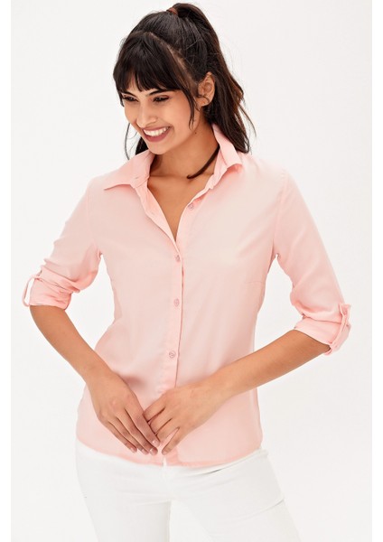 Kadın Günlük Stil Uzun Kol Düz Regular Kesim Gömlek indirimleri