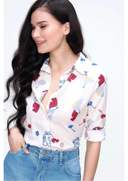 Kadın Klasik Yaka Uzun Kol Gömlek, Düz Kesim modelleri