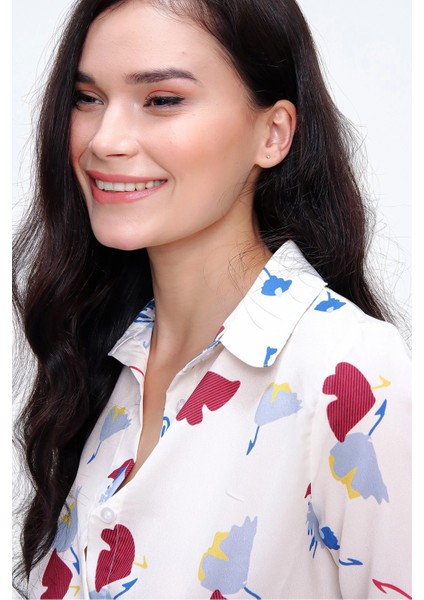 Kadın Klasik Yaka Uzun Kol Gömlek, Düz Kesim fırsatları