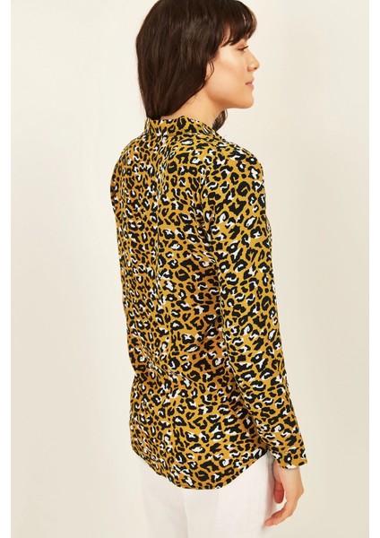 Kadın Hardal Klasik Yaka Uzun Kol Regular Kesim Gömlek fiyatları