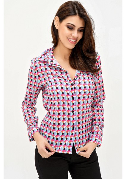Kadın Geometrik Uzun Kol Gömlek indirimleri