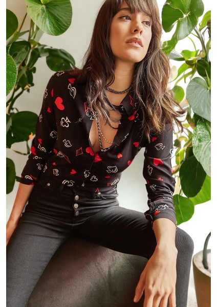 Kadın Kart Gömlek (Düz KesimStandart Boy)