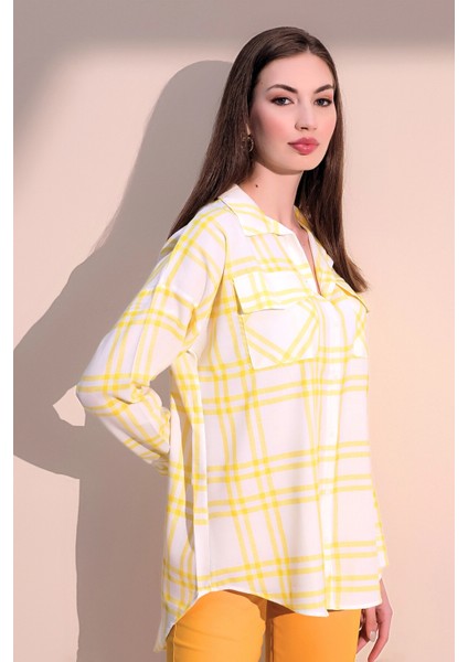 Kadın Uzun Kol Şık Salaş Ekose Çift Cep Gömlek modelleri