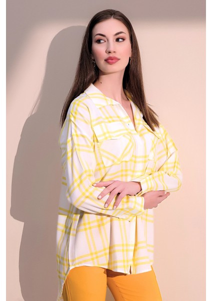 Kadın Uzun Kol Şık Salaş Ekose Çift Cep Gömlek indirimleri