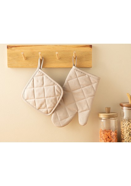 Alas Pamuk 2'li Mutfak Seti 17 x 27 CM+18 x 18 cm Bej