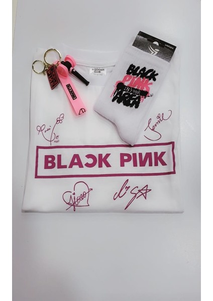 Blackpink T-Shirt Çorap Anahtarlık Kombin