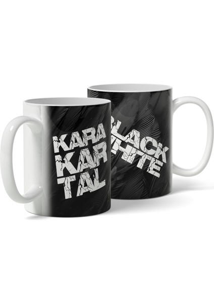 Kara Kartal Yazılı - Black White - Siyah Baskılı Kupa Bardak modelleri