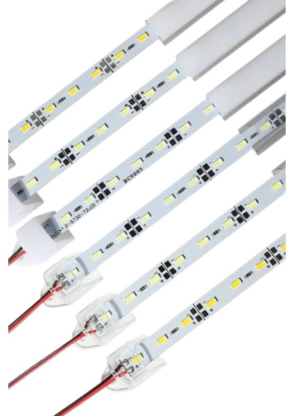 12 Volt Alüminyum Kasalı 5730 Ledli Çubuk Led Bar Gün Işığı 3000-3200K Opak Cam