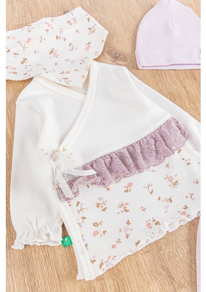 Çiçek Desenli Güpürlü 5 Parça Kız Bebek Hastane Çıkışı Bebek Takımı fiyatları