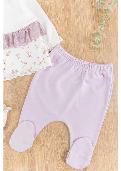 Çiçek Desenli Güpürlü 5 Parça Kız Bebek Hastane Çıkışı Bebek Takımı fırsatları