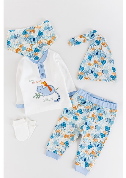 Orman Temalı 5 Parça Erkek Bebek Hastane Çıkışı Bebek Takımı