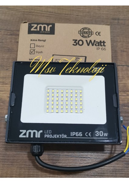 Siyah Slim Kasa Zmr 30 Watt IP66 LED Projektör