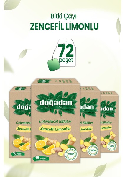 Zencefil Limonlu Bitki Çayı 18'li x 4 Adet