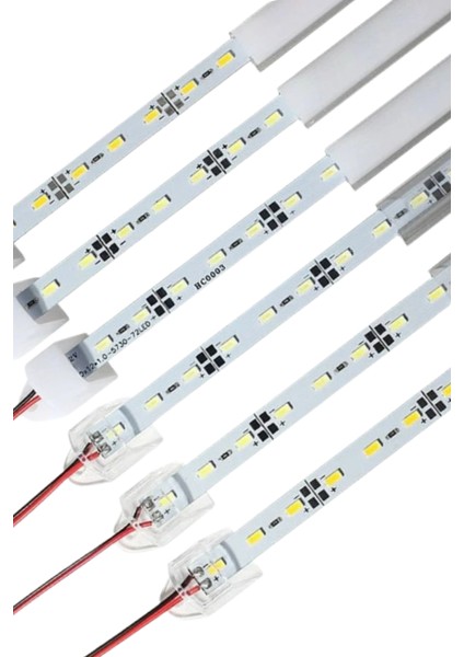 12 Volt Alüminyum Kasalı 5730 Ledli Çubuk Led Bar Soğuk Beyaz 10000-15000K Opak Cam