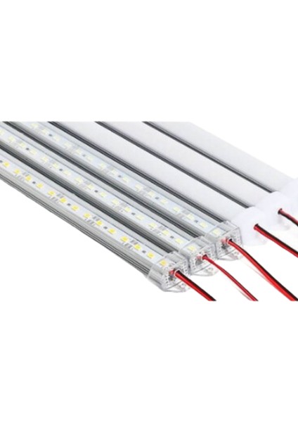 12 Volt Alüminyum Kasalı 5730 Ledli Çubuk Led Bar Soğuk Beyaz 10000-15000K Opak Cam