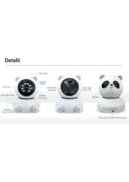 CMR22 Panda 360° 1080P Ip Güvenlik Kamerası Gece Görüşlü LED Işıklı Alarmlı Ip Wifi Kamerası fırsatları