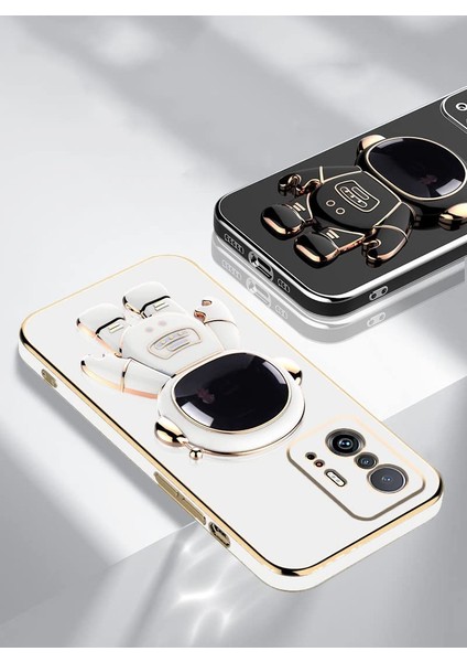 Xiaomi Mi 11T 5g Kılıf Kamera Korumalı Astronot Desenli Standlı Silikon Pembe fiyatları