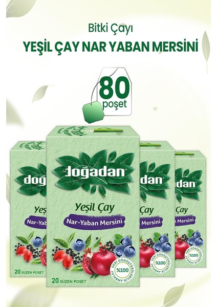 Yeşil Çay Nar Yaban Mersini 20'li Paket x 4 Adet