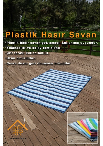 Simerev Halı Hasır Savan Mat Plaj Kamp Piknik Bahçe Balkon Teras Yıkanabilir Katlanabilir Kilim