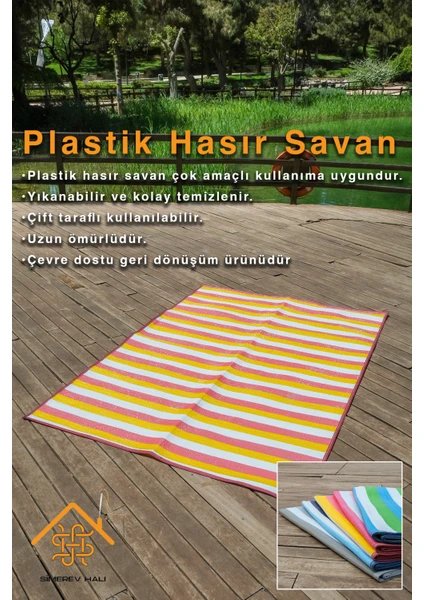 Simerev Halı Hasır Savan Mat Plaj Kamp Piknik Bahçe Balkon Teras Yıkanabilir Katlanabilir Kilim