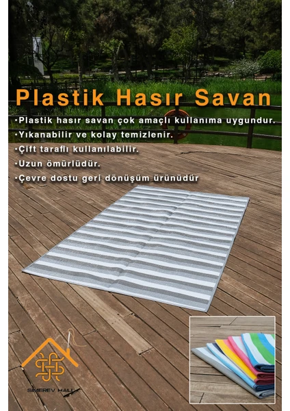 Simerev Halı Hasır Savan Mat Plaj Kamp Piknik Bahçe Balkon Teras Yıkanabilir Katlanabilir Kilim