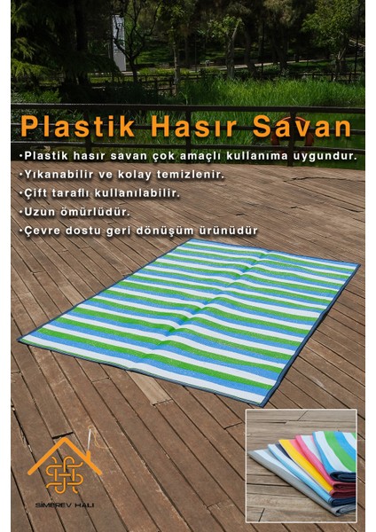 Hasır Savan Mat Plaj Kamp Piknik Bahçe Balkon Teras Yıkanabilir Katlanabilir Kilim