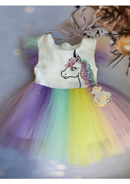 Kız Çocuk Özel Gün Unicorn Tütü Elbise