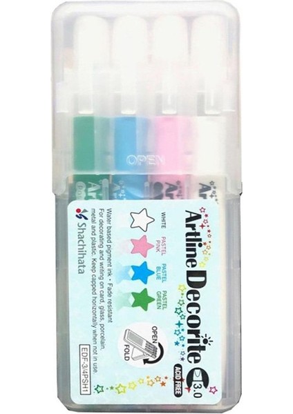 Decorite Marker Kalem Düz Kesik Uç 3.0 4lü Set 4psh1