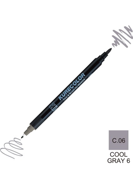 Kurecolor Mangaka Fine&brush Çift Taraflı Kalem CNKC-2200 No C.06 Cool Gray 6