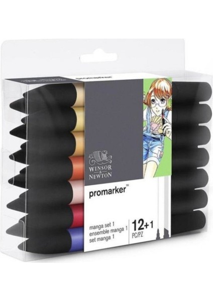 Winsor Newton Promarker Genişletilmiş Manga Seti 1 (12 Renk + Blender)