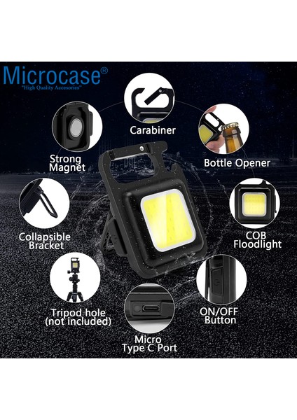 Tripodlu Cob LED Mıknatıslı Şişe Açacağı Portatif Mutfak Ev Garaj Kamp Outdoor LED Lamba - AL3806