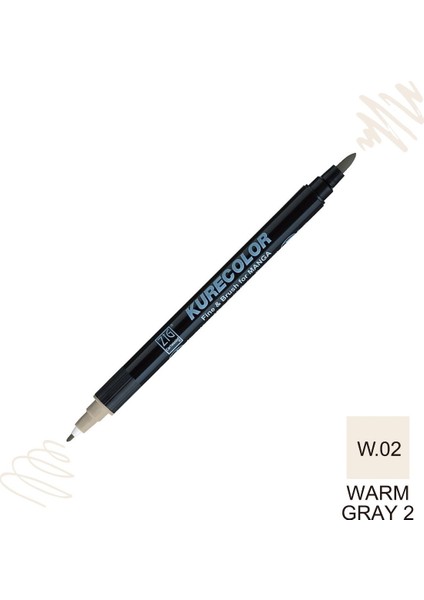 Kurecolor Mangaka Fine&brush Çift Taraflı Kalem CNKC-2200 No W.02 Warm Gray 02