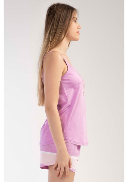 Pamuklu Kadın Ip Askılı Şortlu Pijama Takım