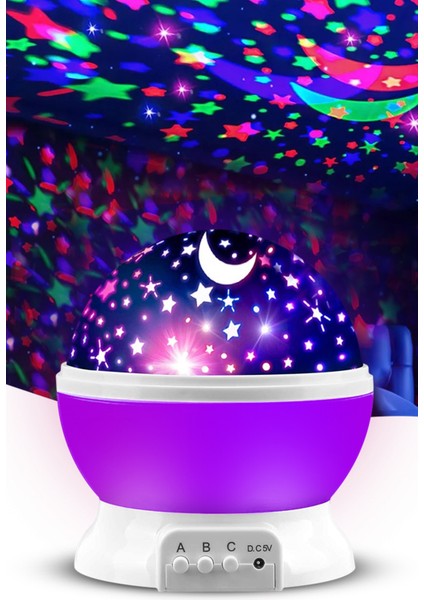 Star Master Küre Renkli Yıldızlı Gökyüzü Projeksiyon Gece Lambası Mor