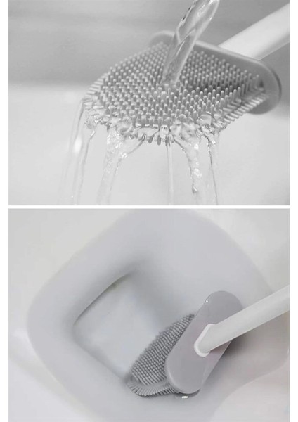 Duvara Monte Edilebilir Kapaklı Askılı Klozet Yumuşak Silikon Başlıklı Tuvalet Fırçası Seti (3791) fırsatları