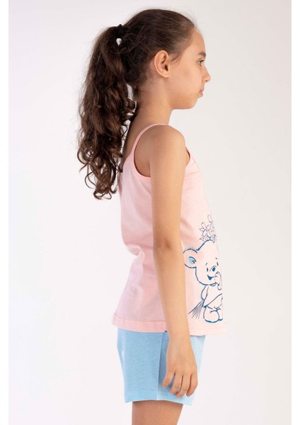 Pamuklu Kız Çocuk Ip Askılı Şortlu Pijama Takım modelleri