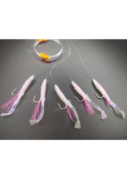 Silikon At Çek Takımı, Silikon Balıklı Çapari 5,5 cm Şeffaf Pembe (2 Ad)