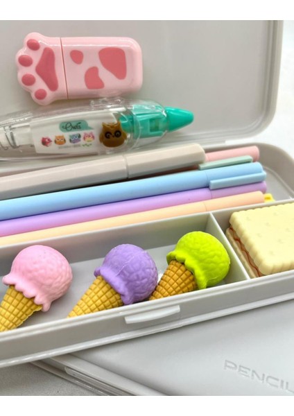 Sert Kapaklı Gri Kalem Kutu / Çanta / Pencil Box / Düzenleyici