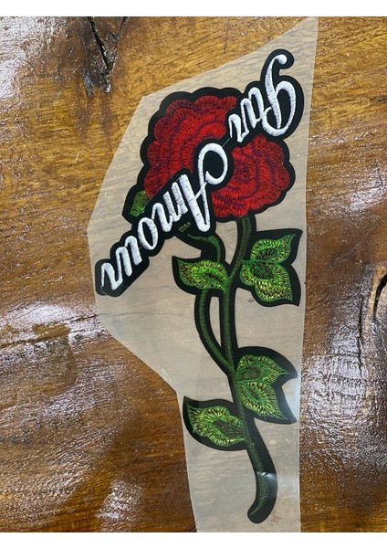 25X11 cm Ütü Ile Yapışan Kırmızı Gül Baskı Aplike Transfer Baskı