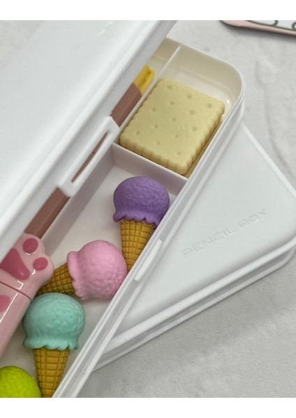Sert Kapaklı Beyaz Kalem Kutu / Çanta / Pencil Box / Düzenleyici fiyatları