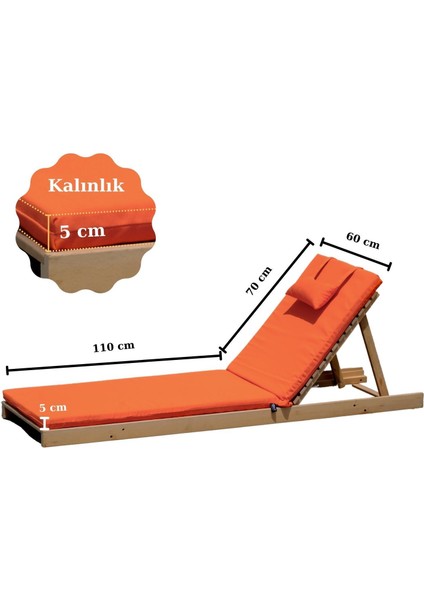Ultra Lüks Şezlong Minderi Su Itici Güneşte Solmaz Kumaş 180X60X5 Turuncu fiyatları